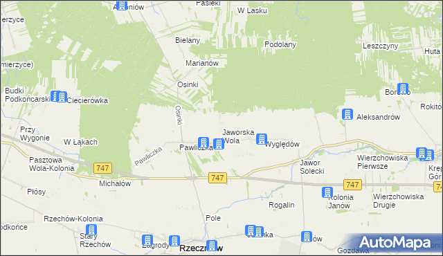 mapa Jaworska Wola, Jaworska Wola na mapie Targeo