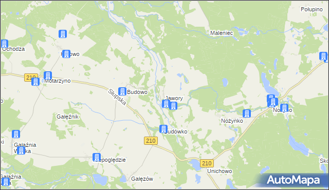 mapa Jawory gmina Dębnica Kaszubska, Jawory gmina Dębnica Kaszubska na mapie Targeo