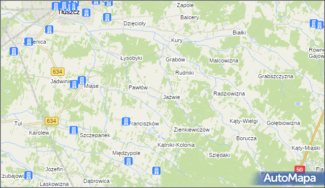 mapa Jaźwie, Jaźwie na mapie Targeo