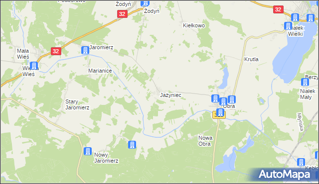 mapa Jażyniec, Jażyniec na mapie Targeo