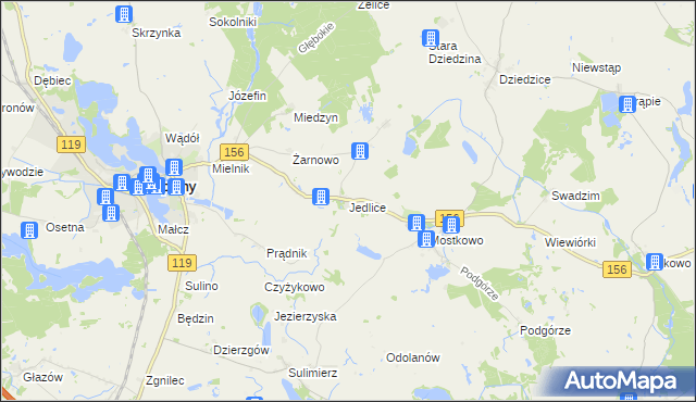 mapa Jedlice gmina Lipiany, Jedlice gmina Lipiany na mapie Targeo