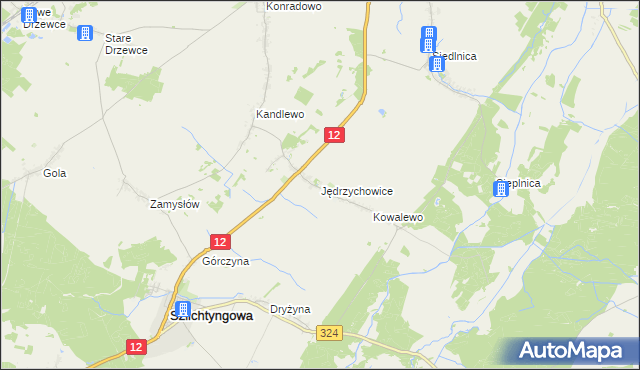 mapa Jędrzychowice gmina Szlichtyngowa, Jędrzychowice gmina Szlichtyngowa na mapie Targeo
