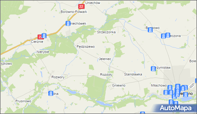 mapa Jeleniec gmina Debrzno, Jeleniec gmina Debrzno na mapie Targeo