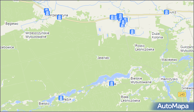 mapa Jeleniec gmina Wieleń, Jeleniec gmina Wieleń na mapie Targeo