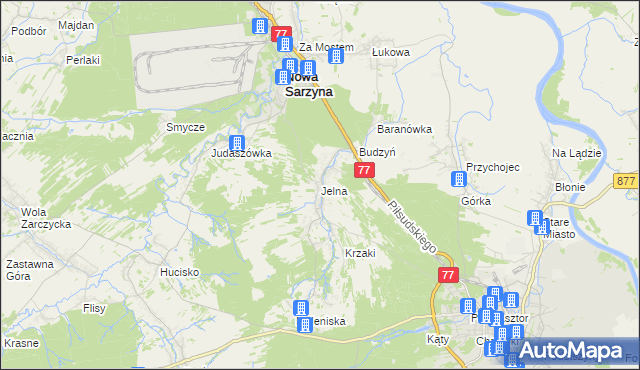 mapa Jelna gmina Nowa Sarzyna, Jelna gmina Nowa Sarzyna na mapie Targeo