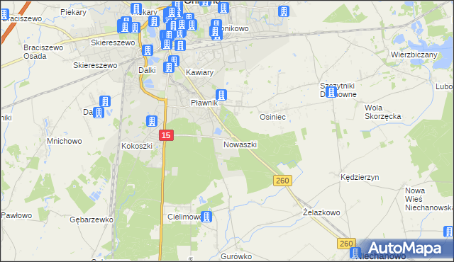 mapa Jelonek gmina Niechanowo, Jelonek gmina Niechanowo na mapie Targeo
