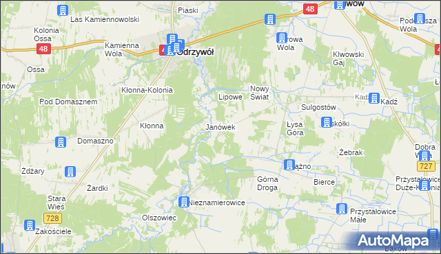 mapa Jelonek gmina Odrzywół, Jelonek gmina Odrzywół na mapie Targeo