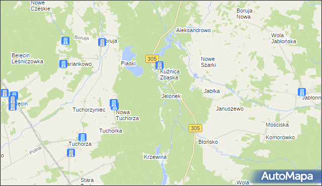 mapa Jelonek gmina Rakoniewice, Jelonek gmina Rakoniewice na mapie Targeo