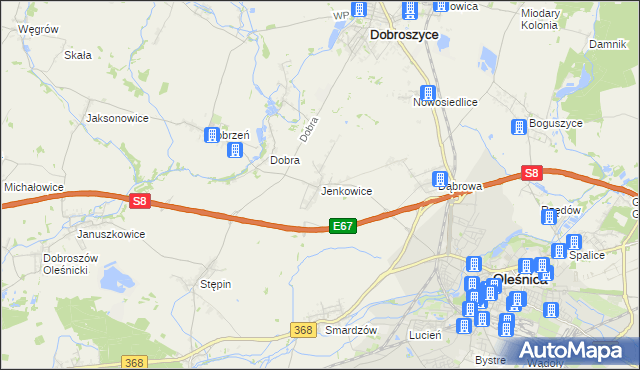 mapa Jenkowice gmina Oleśnica, Jenkowice gmina Oleśnica na mapie Targeo