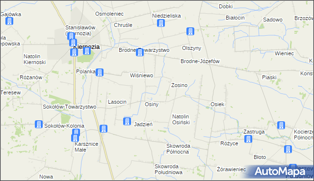 mapa Jerzewo gmina Kiernozia, Jerzewo gmina Kiernozia na mapie Targeo