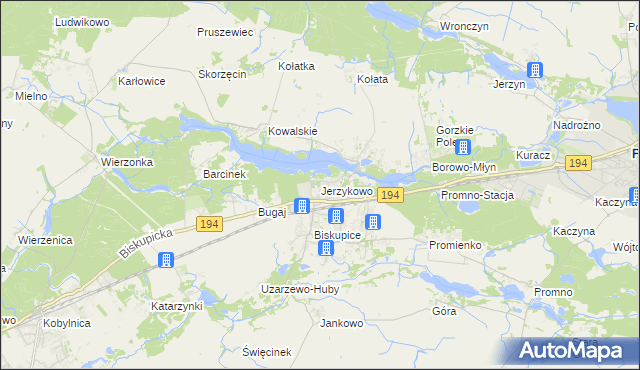 mapa Jerzykowo gmina Pobiedziska, Jerzykowo gmina Pobiedziska na mapie Targeo