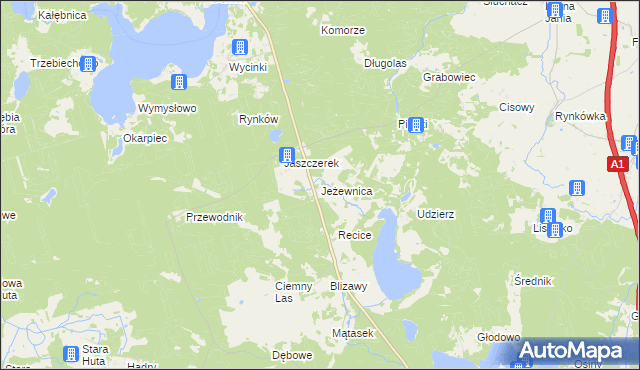 mapa Jeżewnica gmina Osiek, Jeżewnica gmina Osiek na mapie Targeo