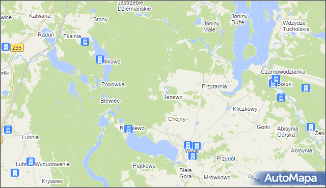 mapa Jeżewo gmina Karsin, Jeżewo gmina Karsin na mapie Targeo