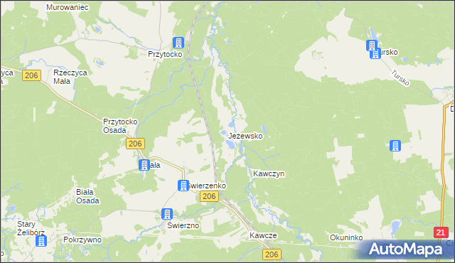 mapa Jeżewsko, Jeżewsko na mapie Targeo