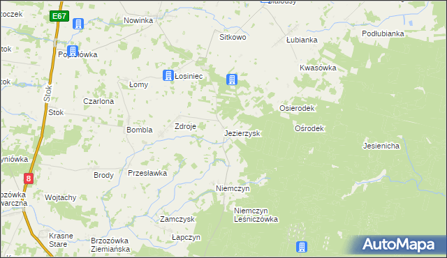 mapa Jezierzysk, Jezierzysk na mapie Targeo