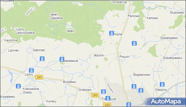 mapa Jeziorki gmina Gołańcz, Jeziorki gmina Gołańcz na mapie Targeo