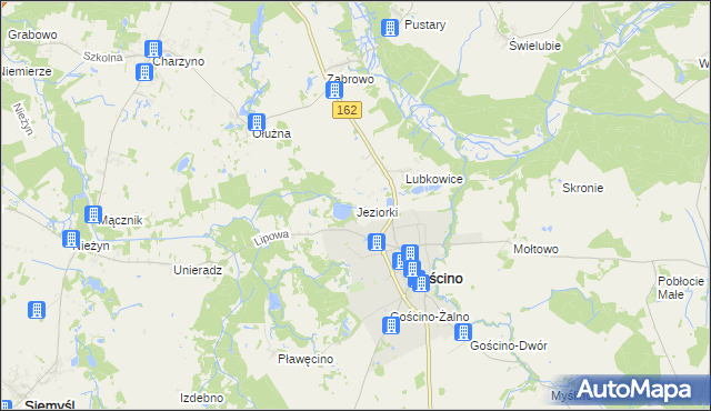 mapa Jeziorki gmina Gościno, Jeziorki gmina Gościno na mapie Targeo