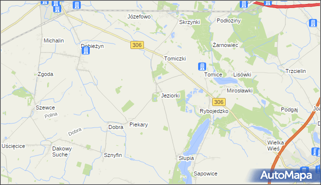 mapa Jeziorki gmina Stęszew, Jeziorki gmina Stęszew na mapie Targeo