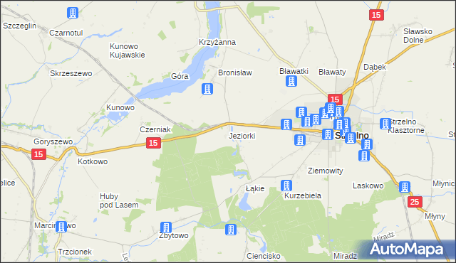mapa Jeziorki gmina Strzelno, Jeziorki gmina Strzelno na mapie Targeo