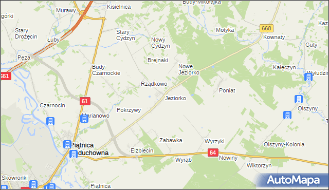 mapa Jeziorko gmina Piątnica, Jeziorko gmina Piątnica na mapie Targeo