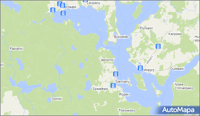 mapa Jeziorno gmina Iława, Jeziorno gmina Iława na mapie Targeo