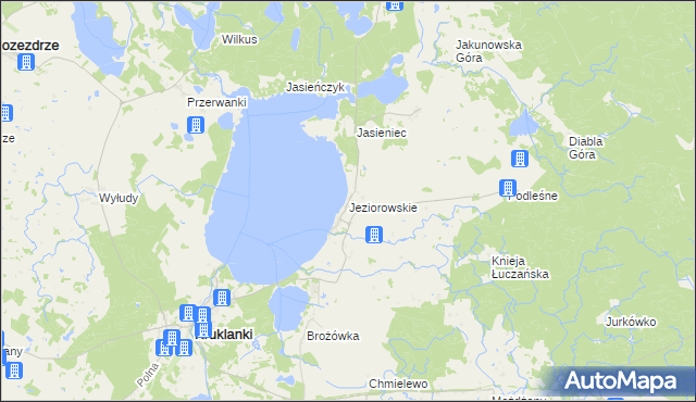 mapa Jeziorowskie gmina Kruklanki, Jeziorowskie gmina Kruklanki na mapie Targeo