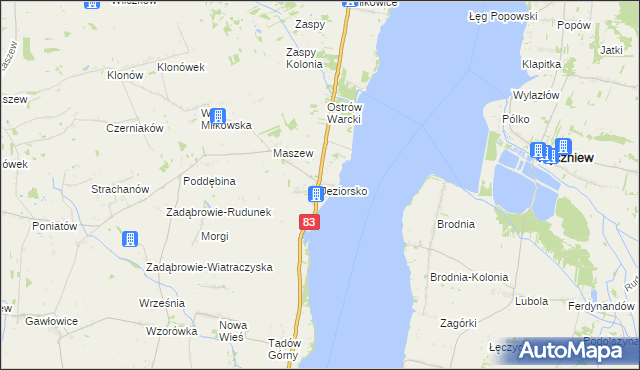 mapa Jeziorsko, Jeziorsko na mapie Targeo