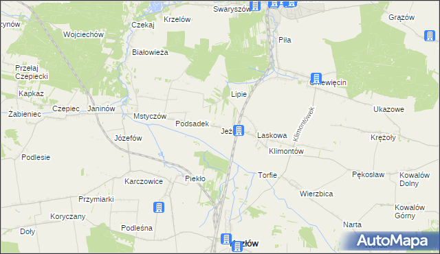 mapa Jeżów gmina Sędziszów, Jeżów gmina Sędziszów na mapie Targeo