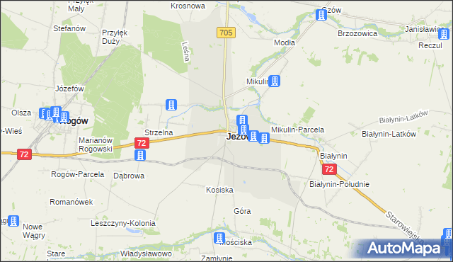 mapa Jeżów powiat brzeziński, Jeżów powiat brzeziński na mapie Targeo