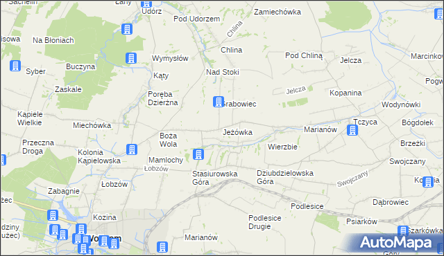 mapa Jeżówka gmina Wolbrom, Jeżówka gmina Wolbrom na mapie Targeo