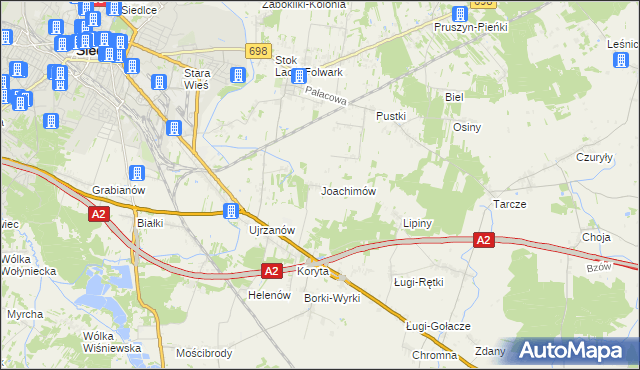 mapa Joachimów, Joachimów na mapie Targeo