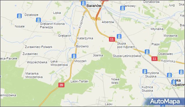 mapa Joanka gmina Baranów, Joanka gmina Baranów na mapie Targeo