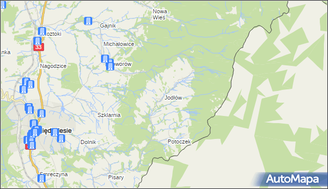 mapa Jodłów gmina Międzylesie, Jodłów gmina Międzylesie na mapie Targeo