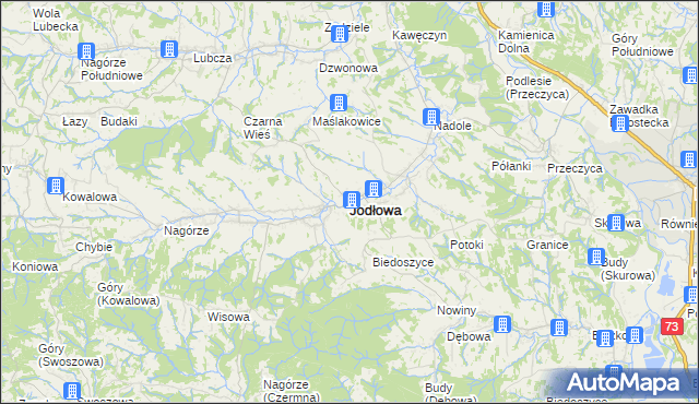 mapa Jodłowa, Jodłowa na mapie Targeo