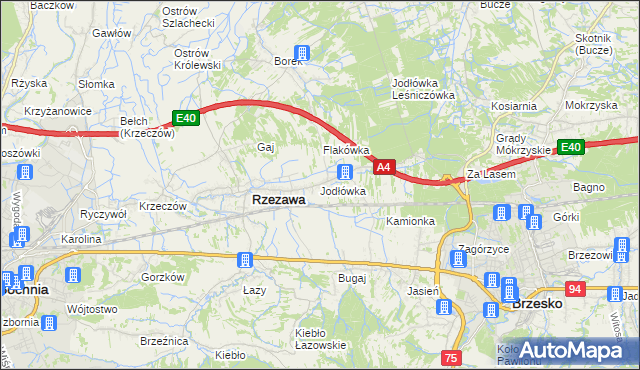 mapa Jodłówka gmina Rzezawa, Jodłówka gmina Rzezawa na mapie Targeo