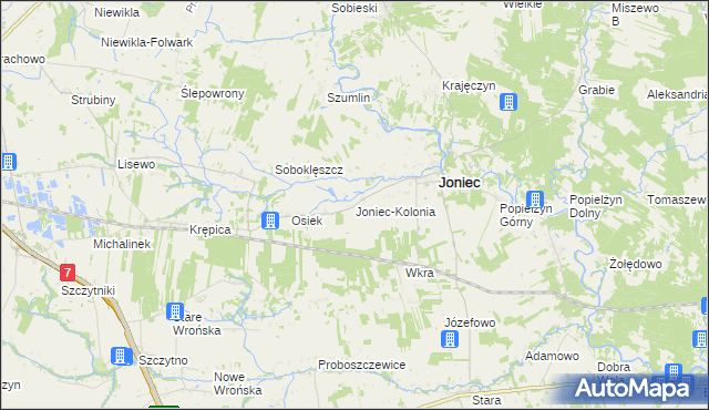 mapa Joniec-Kolonia, Joniec-Kolonia na mapie Targeo