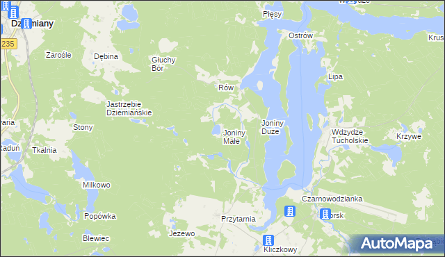 mapa Joniny Małe, Joniny Małe na mapie Targeo