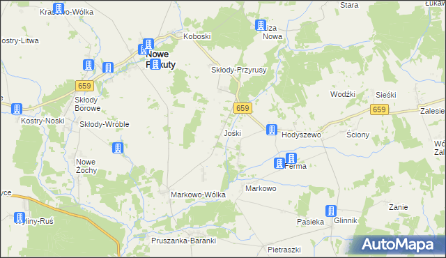 mapa Jośki, Jośki na mapie Targeo