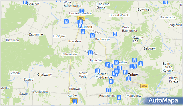 mapa Józefatów gmina Buczek, Józefatów gmina Buczek na mapie Targeo