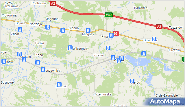 mapa Józefin gmina Kotuń, Józefin gmina Kotuń na mapie Targeo
