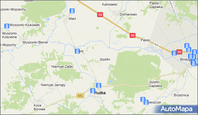mapa Józefin gmina Rudka, Józefin gmina Rudka na mapie Targeo