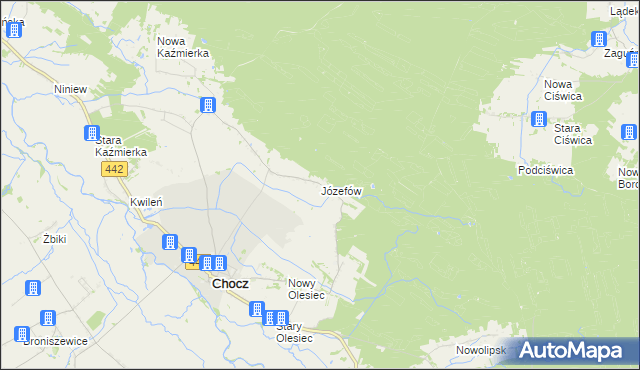 mapa Józefów gmina Chocz, Józefów gmina Chocz na mapie Targeo