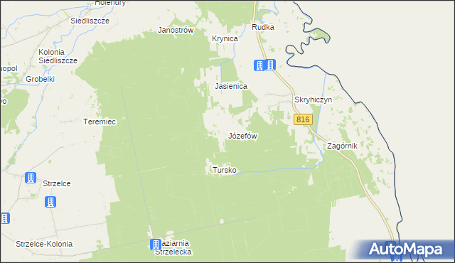 mapa Józefów gmina Dubienka, Józefów gmina Dubienka na mapie Targeo