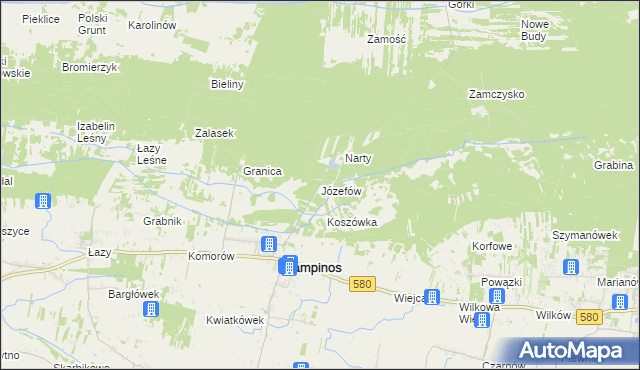 mapa Józefów gmina Kampinos, Józefów gmina Kampinos na mapie Targeo