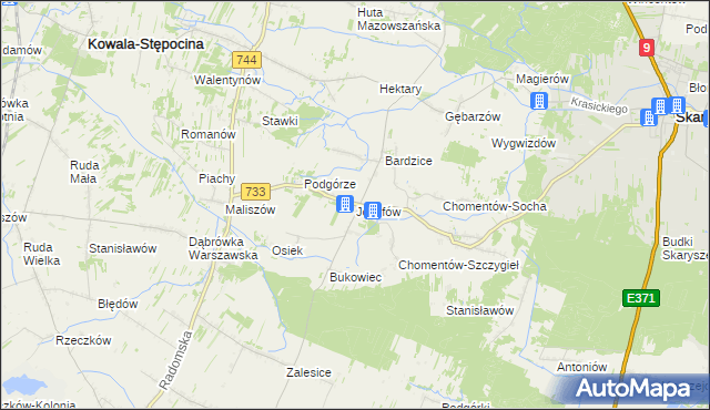 mapa Józefów gmina Kowala, Józefów gmina Kowala na mapie Targeo