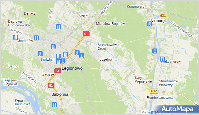 mapa Józefów gmina Nieporęt, Józefów gmina Nieporęt na mapie Targeo