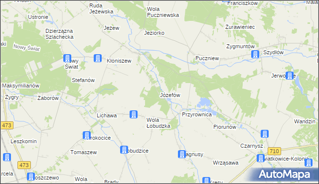 mapa Józefów gmina Zadzim, Józefów gmina Zadzim na mapie Targeo