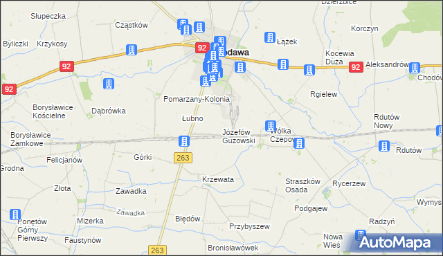 mapa Józefów Guzowski, Józefów Guzowski na mapie Targeo