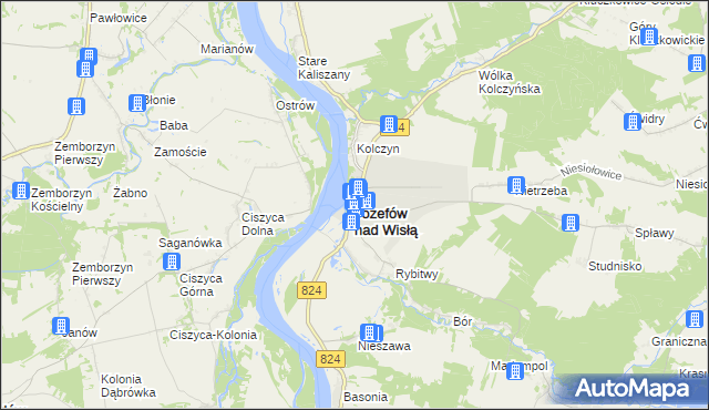 mapa Józefów nad Wisłą, Józefów nad Wisłą na mapie Targeo