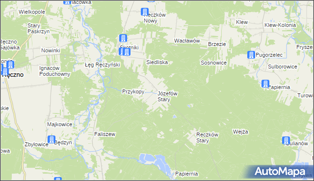 mapa Józefów Stary gmina Przedbórz, Józefów Stary gmina Przedbórz na mapie Targeo